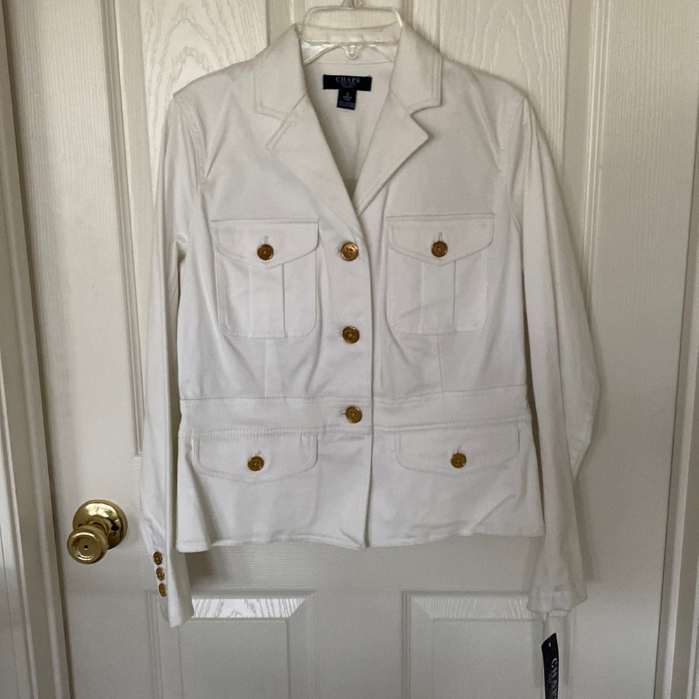 *NEW* “Chaps” white jacket; size small petite - Picture 1 of 11